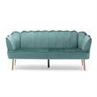 Benjara Nika Sofa- Modern Channel Stitched- 76 Inch- Solid Wood- Blue Velvet