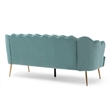Benjara Nika Sofa- Modern Channel Stitched- 76 Inch- Solid Wood- Blue Velvet