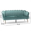 Benjara Nika Sofa- Modern Channel Stitched- 76 Inch- Solid Wood- Blue Velvet