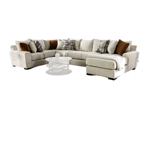 Benjara Hugh U Shape Sectional Sofa- Chaise- 9 Throw Pillows- 101&quot Beige