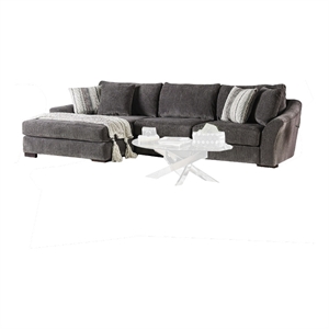 Benjara 140&quot Gecy Sectional Sofa w Chaise- 4 Pillows- Dark Gray Chenille