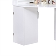 Benjara Laura Vanity Desk Set- 3 Panel Mirror- 10 Light Bulbs White Solid Wood