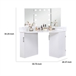 Benjara Laura Vanity Desk Set- 3 Panel Mirror- 10 Light Bulbs White Solid Wood