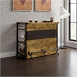 Benjara Urban Wooden Bar Unit with Stemware Rack- Wire Brushed Black