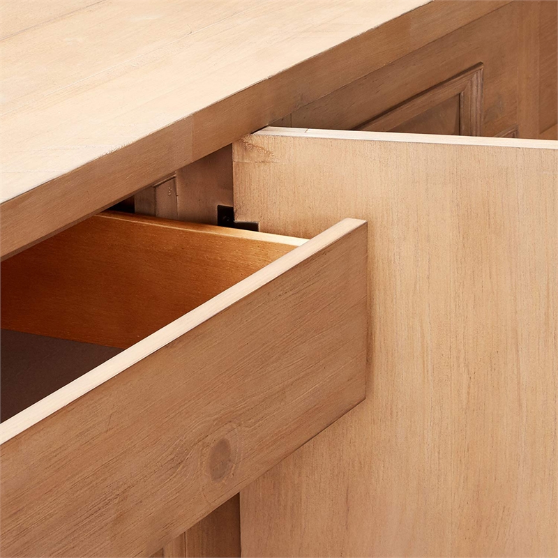 Benjara Raised Paneled Wooden Server with Two Double Door Storage- Brown