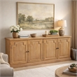 Benjara Raised Paneled Wooden Server with Two Double Door Storage- Brown