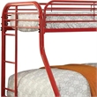 Benjara Metal Twin Over Full Bunk Bed w/ Attached Side Rails & Side Ladders- Red