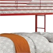 Benjara Metal Twin Over Full Bunk Bed w/ Attached Side Rails & Side Ladders- Red
