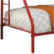 Benjara Metal Twin Over Full Bunk Bed w/ Attached Side Rails & Side Ladders- Red