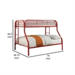 Benjara Metal Twin Over Full Bunk Bed w/ Attached Side Rails & Side Ladders- Red