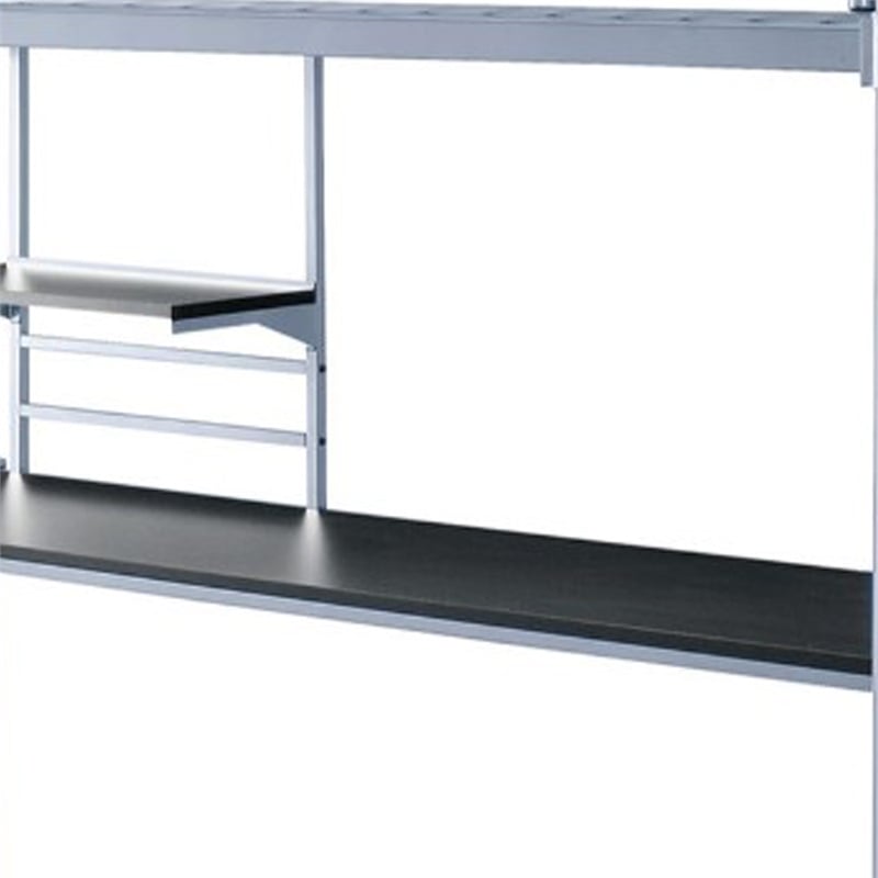 Benjara Metal Frame Twin Size Loft Bed with 2 Attached Ladders- Silver