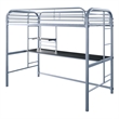 Benjara Metal Frame Twin Size Loft Bed with 2 Attached Ladders- Silver