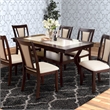Benjara Rectangular Wooden Dining Table with Angled Wooden Legs- Brown and Cream