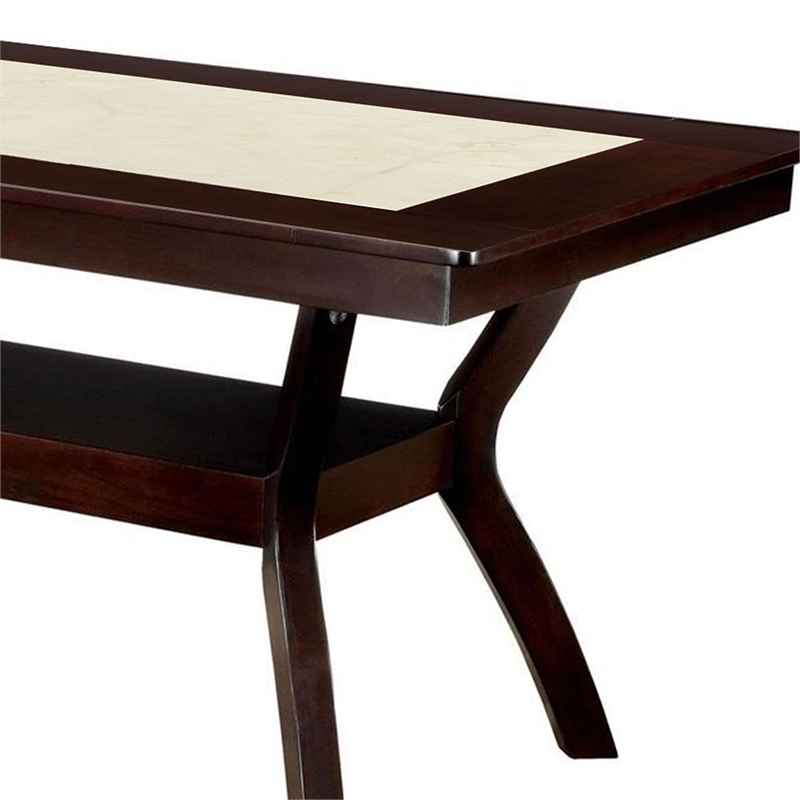 Benjara Rectangular Wooden Dining Table with Angled Wooden Legs- Brown and Cream