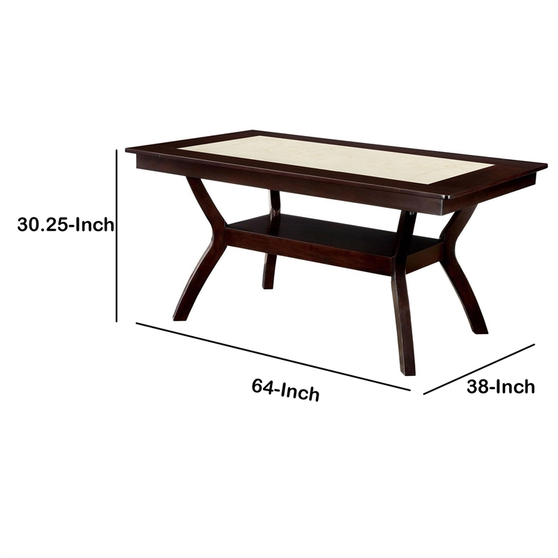 Benjara Rectangular Wooden Dining Table with Angled Wooden Legs- Brown and Cream