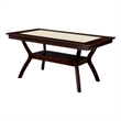 Benjara Rectangular Wooden Dining Table with Angled Wooden Legs- Brown and Cream
