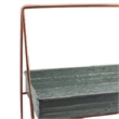 Benjara Galvanized Metal 2 Tiered Rectangular Serving Tray- Gray