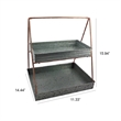 Benjara Galvanized Metal 2 Tiered Rectangular Serving Tray- Gray