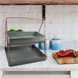 Benjara Galvanized Metal 2 Tiered Rectangular Serving Tray- Gray