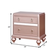 Benjara Contemporary Solid Wood Night Stand With Mirror Trim- Pink