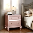 Benjara Contemporary Solid Wood Night Stand With Mirror Trim- Pink