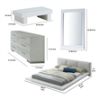 Benjara Rishi 4 Pc California King Bedroom Set- Low Profile- Leatherette- White