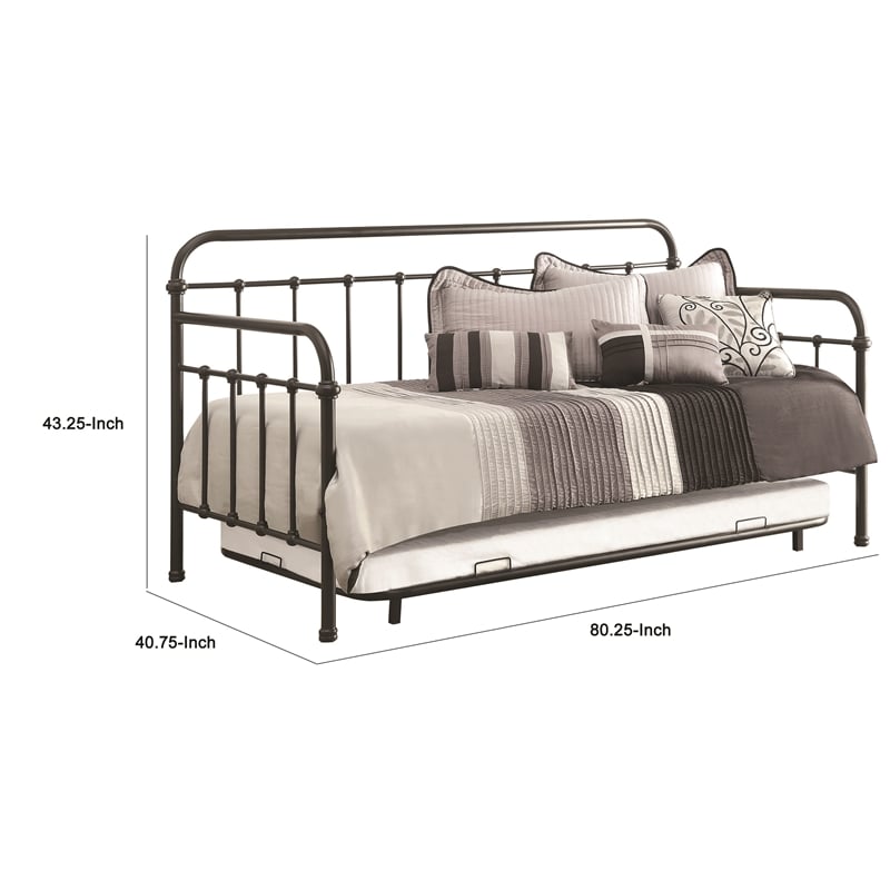 Benjara Well designed Twin Metal Daybed- Bronze