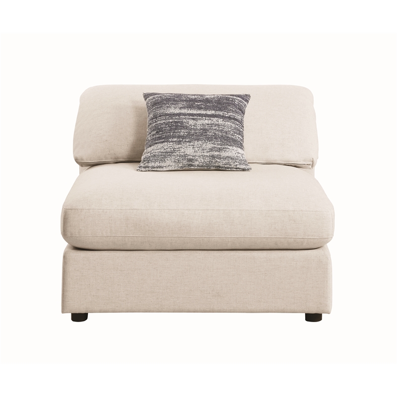 Benjara Upholstered Wooden Armless Chair w/ Loose Cushion Seat&Small Feet- Beige