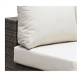 Benjara Faux Rattan Corner Chair with Seat & Back Cushions- Brown & White
