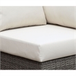 Benjara Faux Rattan Corner Chair with Seat & Back Cushions- Brown & White