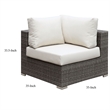 Benjara Faux Rattan Corner Chair with Seat & Back Cushions- Brown & White