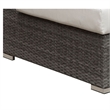 Benjara Faux Rattan Corner Chair with Seat & Back Cushions- Brown & White