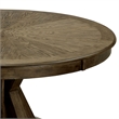 Benjara Round Solid Wood Dining Table with Pedestal Base- Light Oak Brown