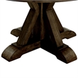 Benjara Round Solid Wood Dining Table with Pedestal Base- Light Oak Brown