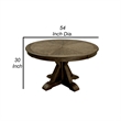 Benjara Round Solid Wood Dining Table with Pedestal Base- Light Oak Brown