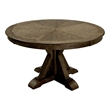 Benjara Round Solid Wood Dining Table with Pedestal Base- Light Oak Brown