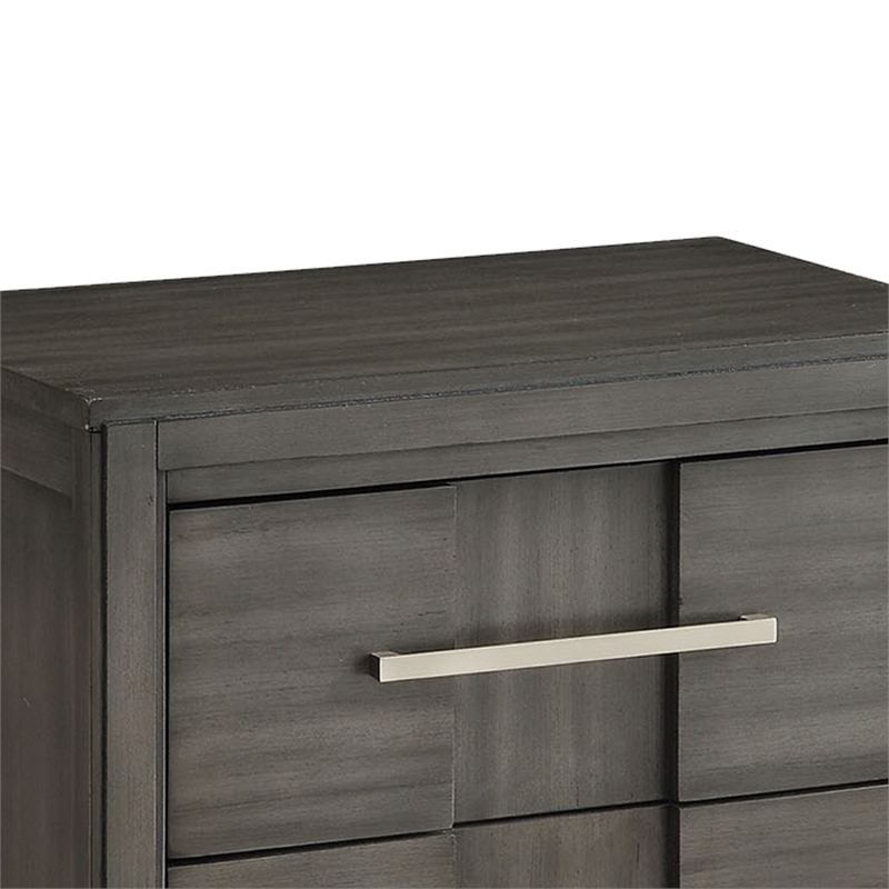 Benjara Transitional Solid Wood Night Stand With Two Drawers- Gray