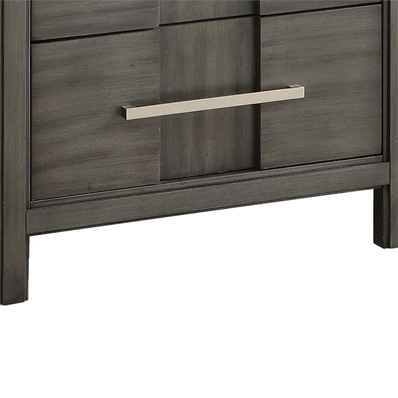 Benjara Transitional Solid Wood Night Stand With Two Drawers- Gray