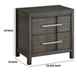 Benjara Transitional Solid Wood Night Stand With Two Drawers- Gray