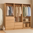 Benjara Dee Walk In Closet- Modular Freestanding Storage 4 Shelf 3 Rods- Brown