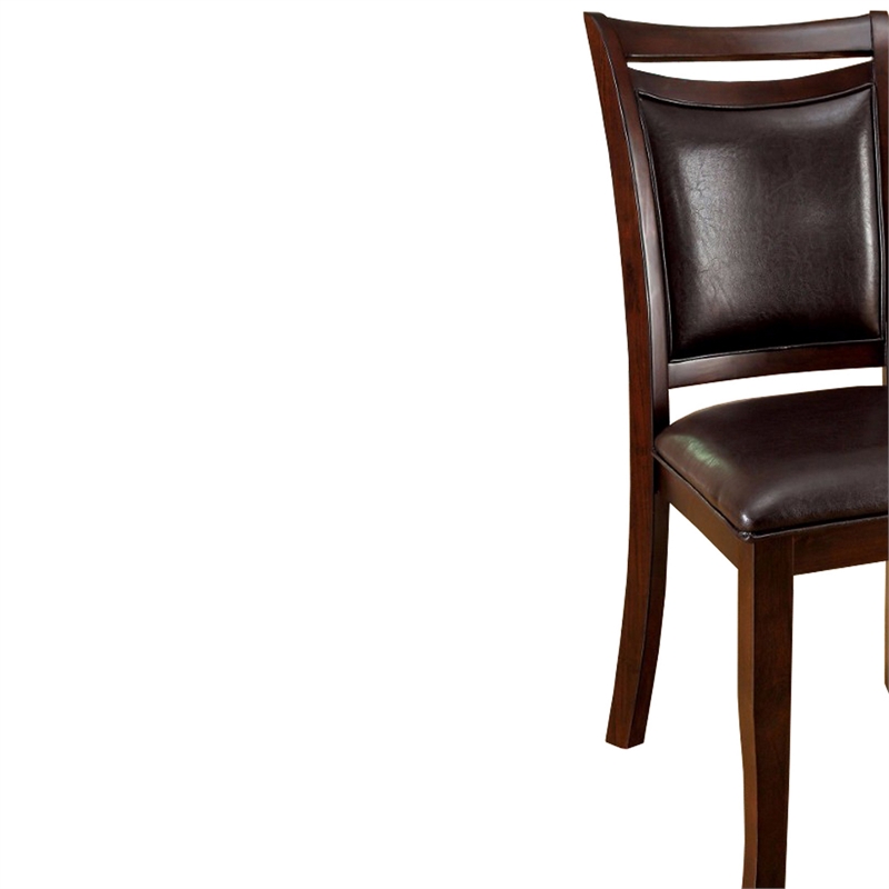 Benjara Woodside Side Chair With Padded Back & Seat- Expresso (Set of 2)
