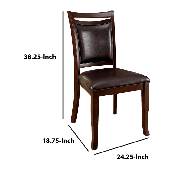Benjara Woodside Side Chair With Padded Back & Seat- Expresso (Set of 2)