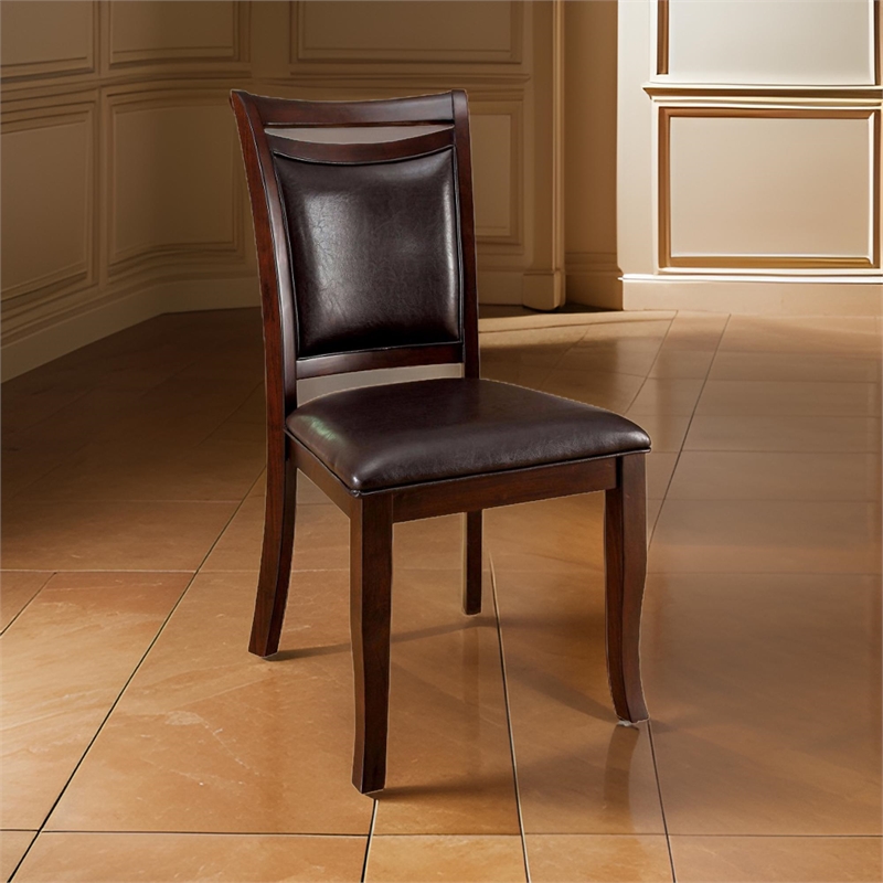 Benjara Woodside Side Chair With Padded Back & Seat- Expresso (Set of 2)