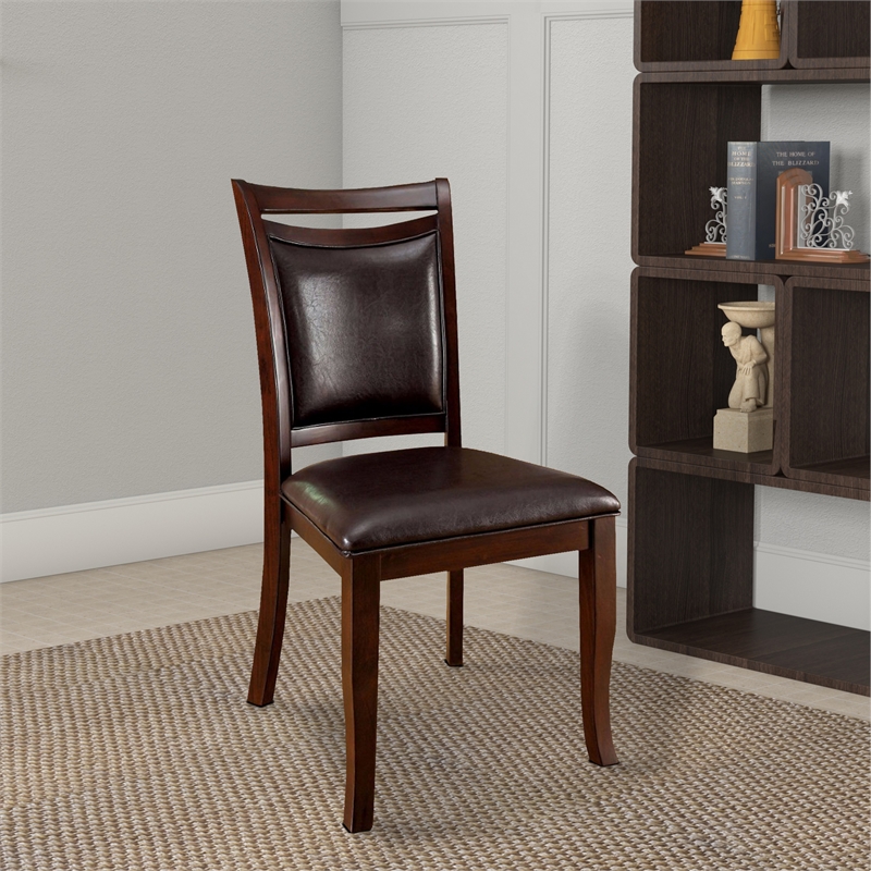 Benjara Woodside Side Chair With Padded Back & Seat- Expresso (Set of 2)
