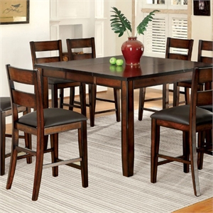 Benjara Dickinson II Cottage Style Dark Cherry Counter Height Table.