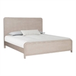 Benjara Giva King Size Bed- Rounded Edges- Natural Oak Beige- Solid Rubberwood