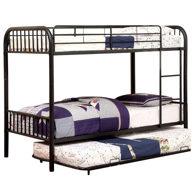 Benjara Metal Twin/Twin Bunk Bed- Black