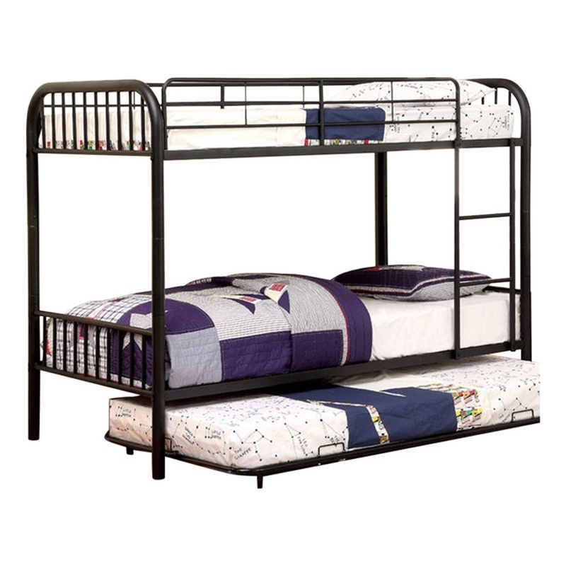 Benjara Metal Twin/Twin Bunk Bed- Black