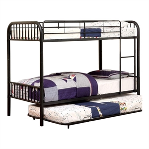 Benjara Metal Twin/Twin Bunk Bed- Black