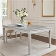 Benjara Wooden Dining Table With Beveled Mirror Insert- Silver and Clear